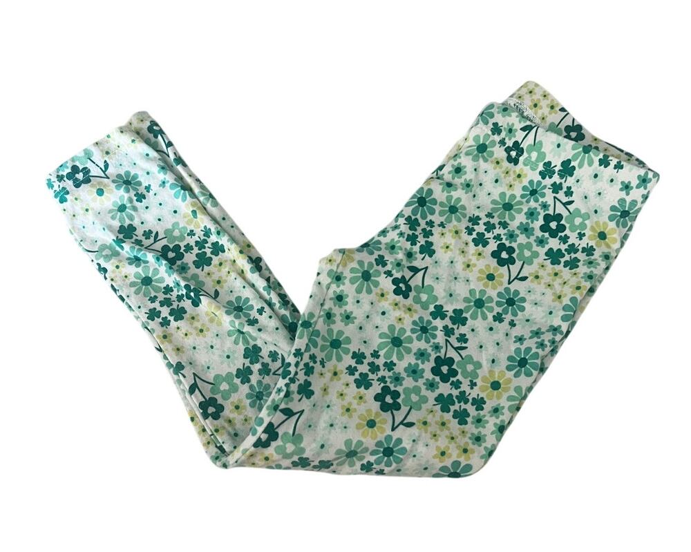 Jumping Beans Tough Cotton Leggings Size 4 Green Floral